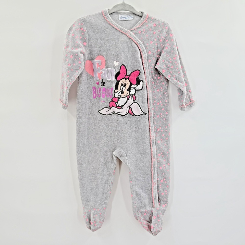 Rare Disneyland Paris Minnie Mouse French Fan de Bisous Velour Sleeper 12M 74cm